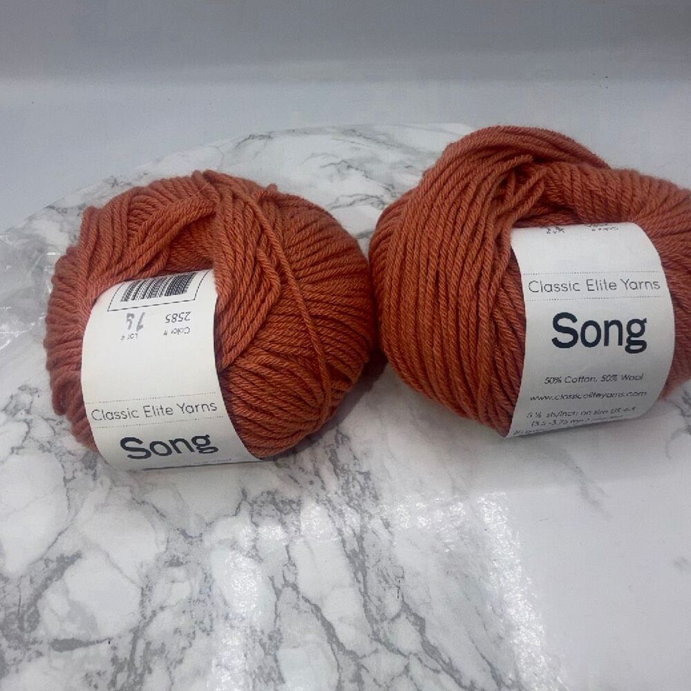 SONG Made In Italy Cotton Wool Yarn Color 2585 Yam Orange-2 Skeins NEW!